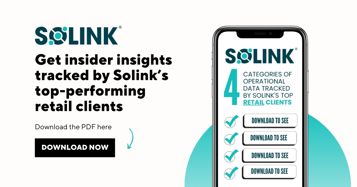 Solink advertisement showing a smartphone with a checklist. Text offers insights from top-performing retail clients and prompts to download a PDF.