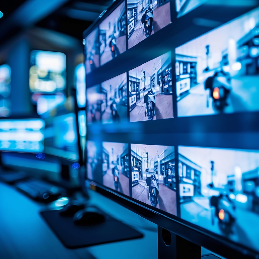 A monitor with many different images on it.