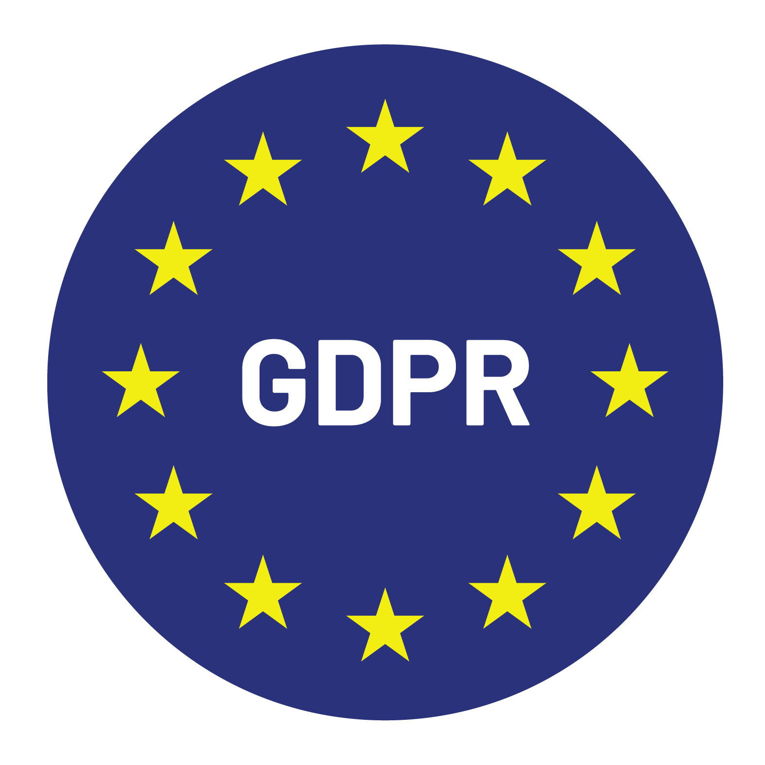 A gdpr logo with stars and the word gdpr.
