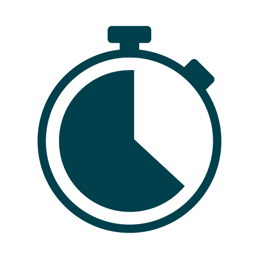 Icon of a stopwatch with a portion shaded to indicate elapsed time, showing roughly one-third of the circle filled.
