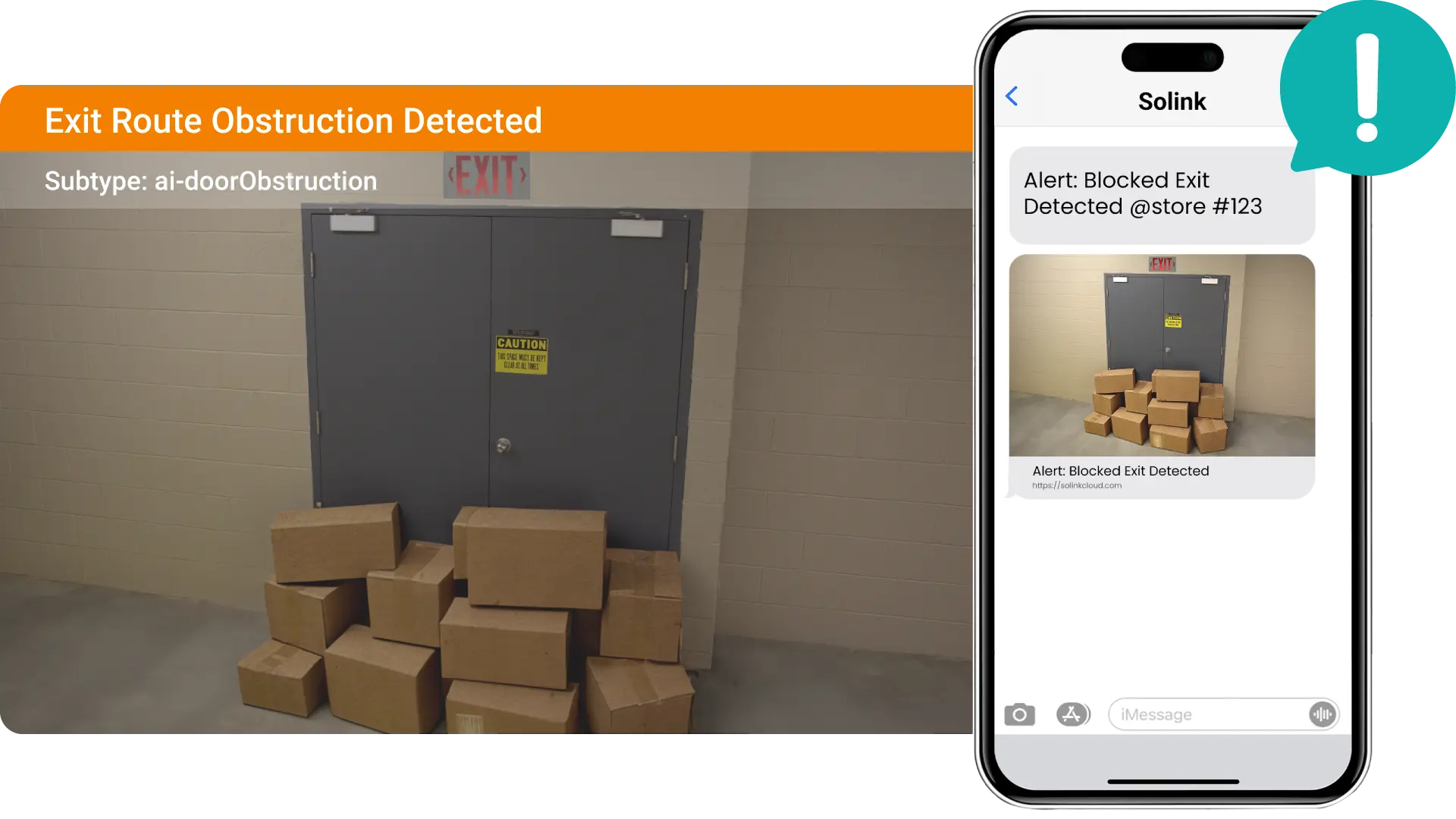 A blocked exit is detected by Solink’s AI, reducing health and safety violations in your business.